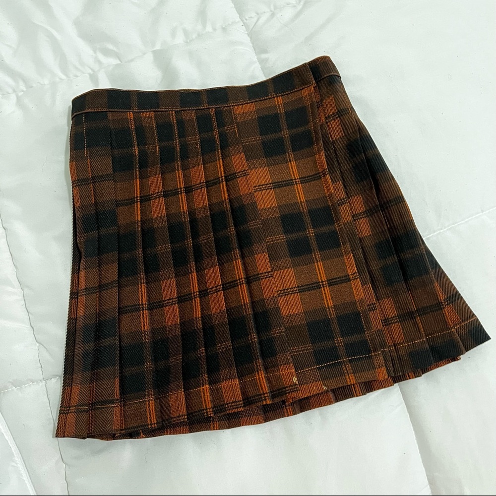 Urban Outfitters Plaid Mini Skirt in Brown and Black